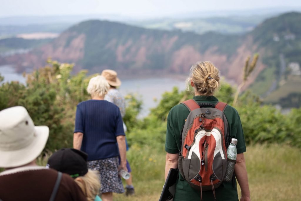 Nicola Westlake - walk & talk looking towards Ladram Bay from Sidmouth - Farm experiences - Westy & Worzel, Branscombe, Devon